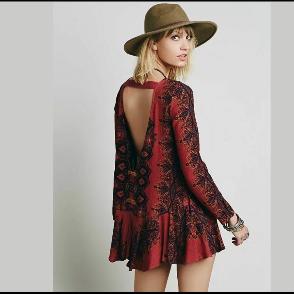 Free People Boho open back festival mini dress XS